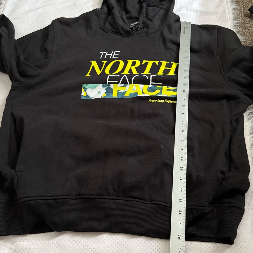 The North Face Black Hoodie with Yellow Logo Men’s XL Pocket‎ Sweatshirt - Picture 7 of 12